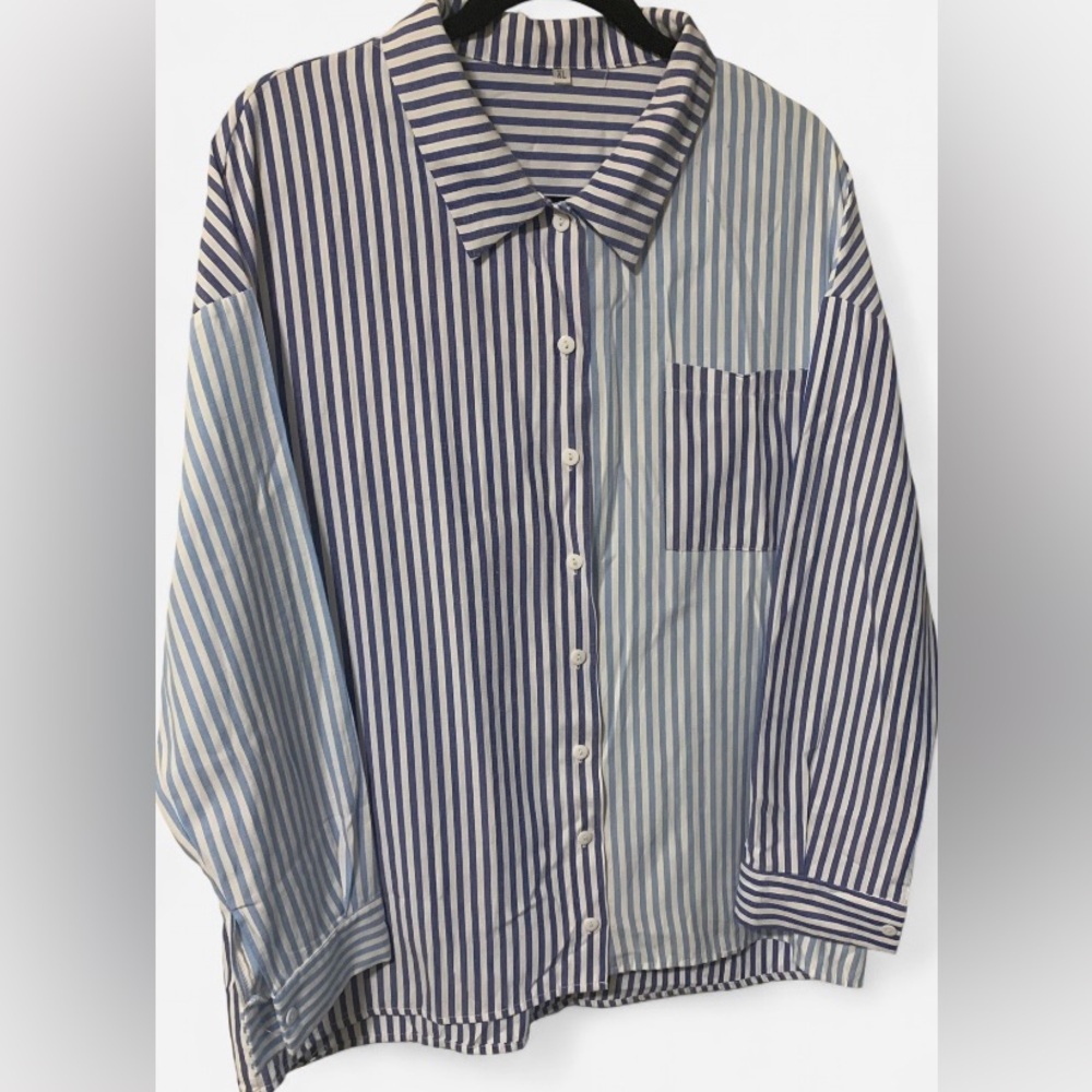 Striped Blue and White Button Down Shirt